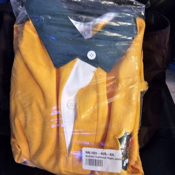 VTG Jersey Australia Rugby Team Long Sleeve Shirt 4XL Yellow/Green NWT - Picture 4 of 11